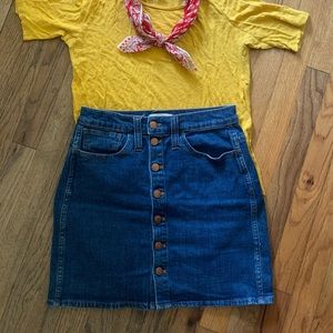 Madewell denim mini button skirt